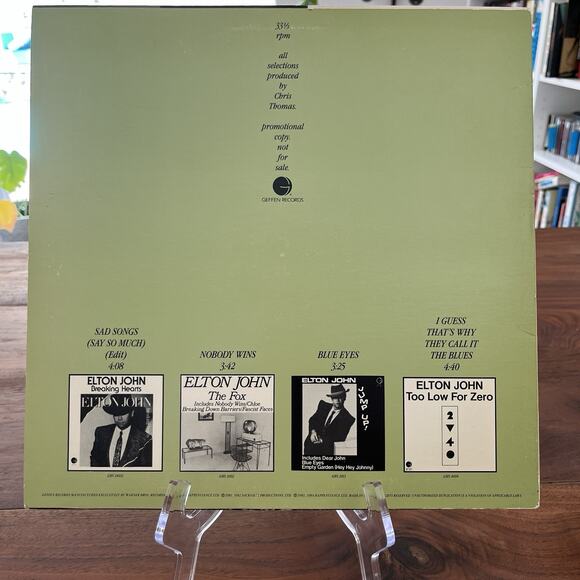 Sasson Presents Elton John Special LTD Edition LP 1984 Geffen Etched Promo - Picture 8 of 8